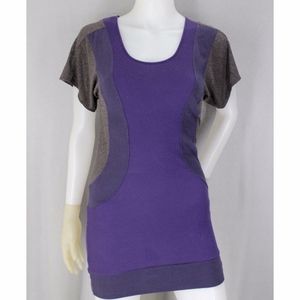 NWT FREE PEOPLE DEEP VIOLET RIBBED T-SHIRT DRESS M